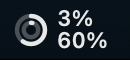 Tokei in the menu bar: a ring icon with 3% and 60%.